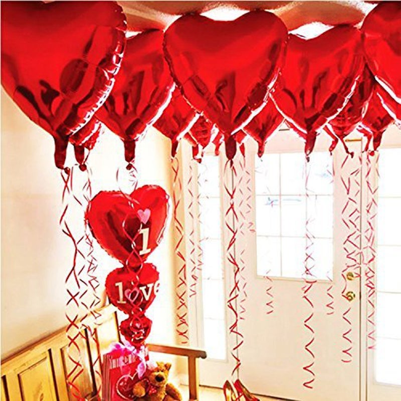 BinaryABC Foil Balloons LOVE Heart Shape Helium Valentines Wedding Birthday Party Decorations Approx 45cm 10 pieces(Red) - Image 1